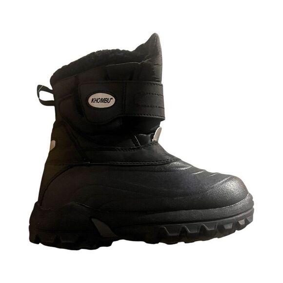 Khombu Kids SZ 14 Black With Gray Faux Fur Snow Boots